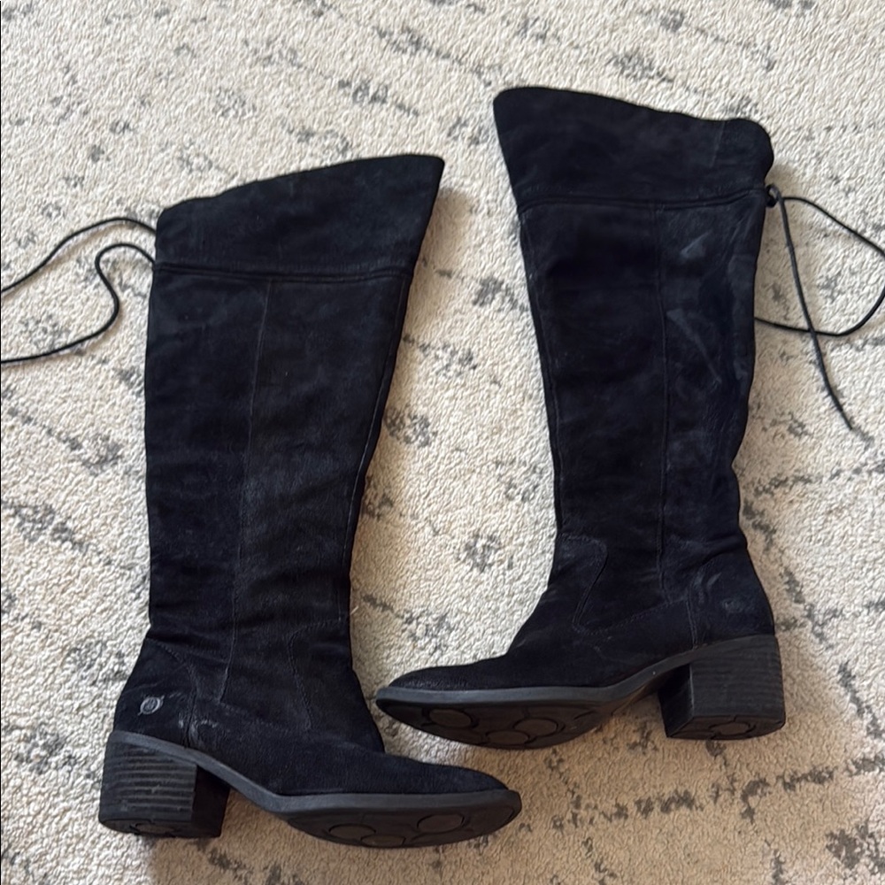 Born Women's Black Suede Knee-High Boots